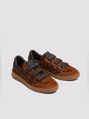 NIBox P448 Capri 2 Leo Dark Leopard Calf Hair Velcro Sneakers Size 38